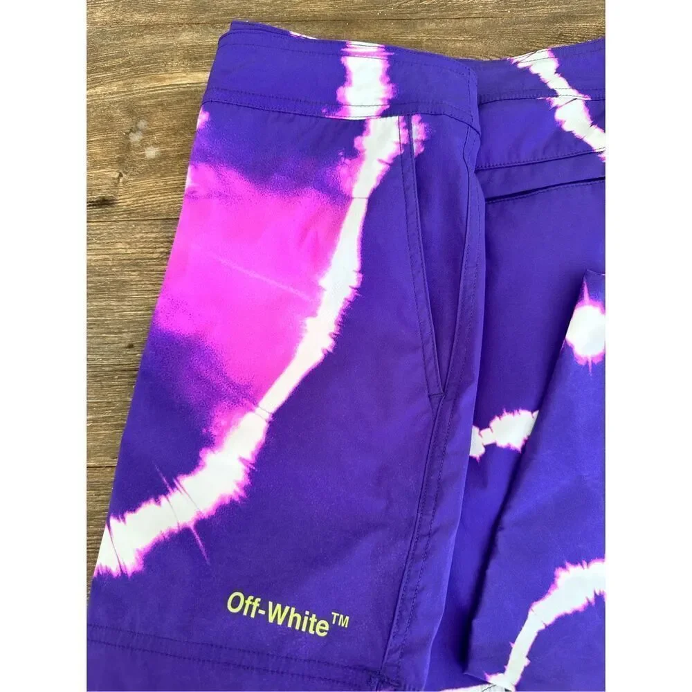 NWT- Off White Tie Dye Sunrise Swimming Suit, purple/lime